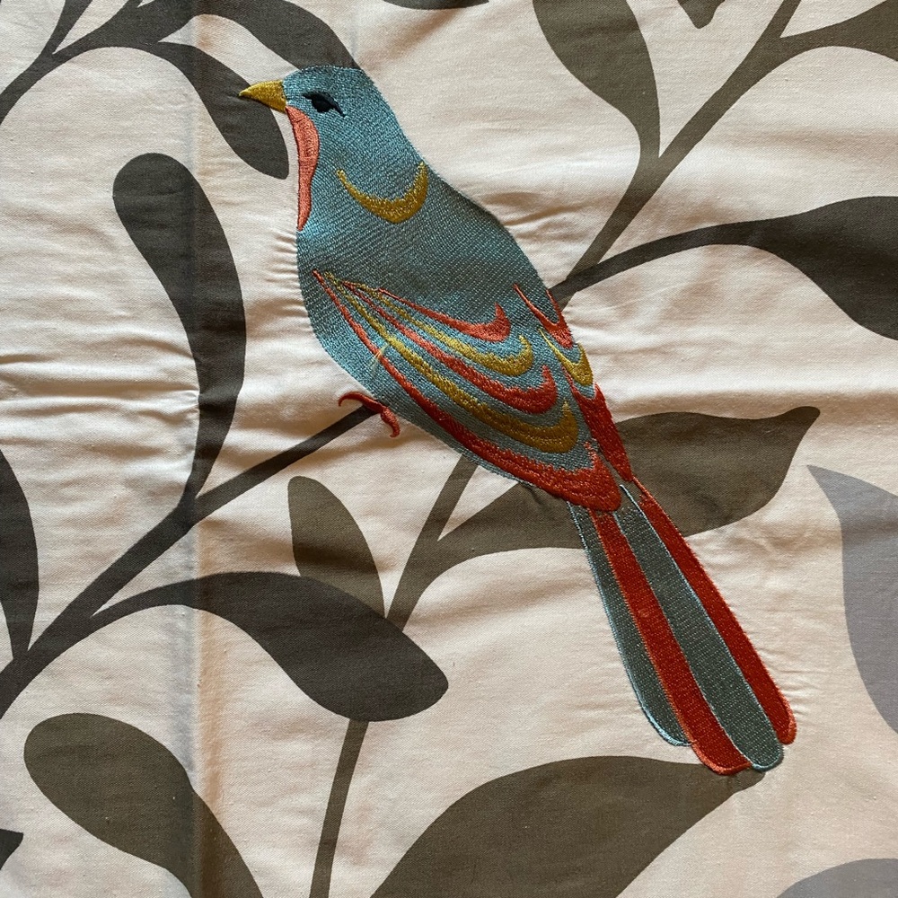 Hillcrest 2 Embroided Paradise Bird Standard Pillow Shams 28x22” Modern - Picture 2 of 4